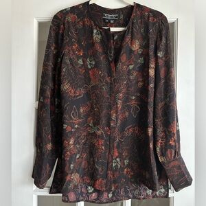 Peruvian Connection Dark Floral Blouse - Black and Red